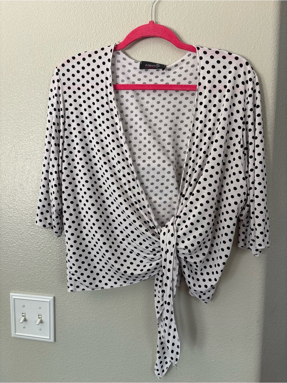 Nouvelle Collection Polka Dot Tie-Front Blouse Wrap Top Made In UK